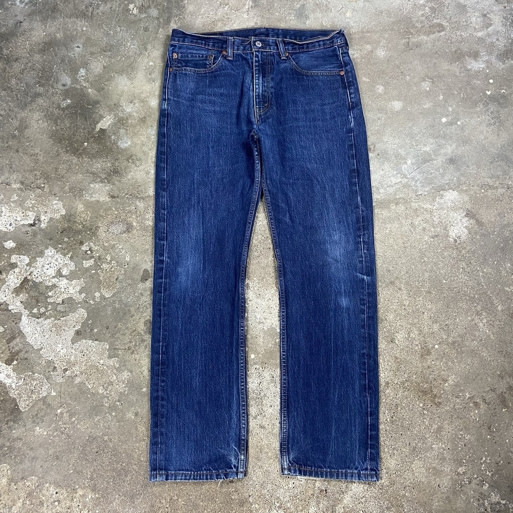 Levi's 505 Jeans Size 36x34 Blue‎ Denim Dark Wash Classic Straight Fit Casual